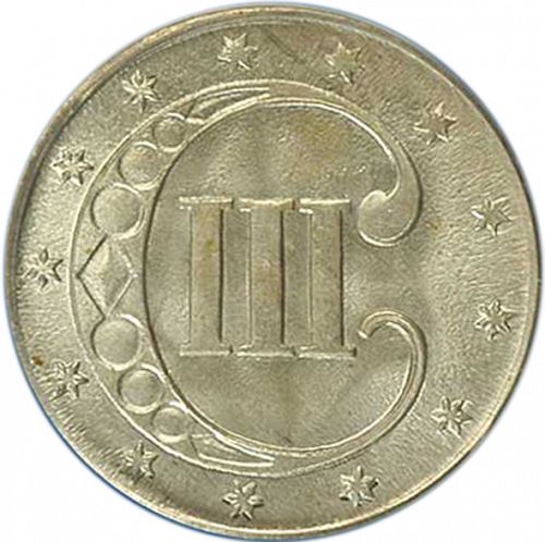 3 cent Reverse Image minted in UNITED STATES in 1853 (Type I)  - The Coin Database