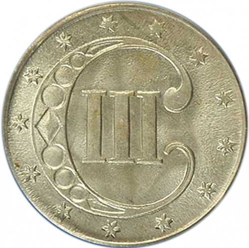 3 cent Reverse Image minted in UNITED STATES in 1853 (Type I)  - The Coin Database