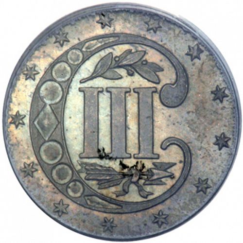 3 cent Reverse Image minted in UNITED STATES in 1855 (Type II)  - The Coin Database