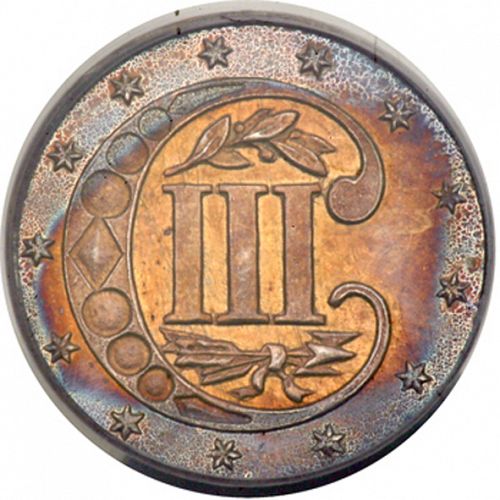 3 cent Reverse Image minted in UNITED STATES in 1858 (Type II)  - The Coin Database