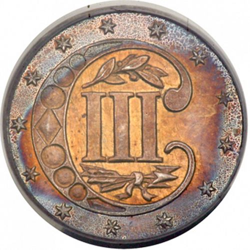 3 cent Reverse Image minted in UNITED STATES in 1858 (Type II)  - The Coin Database