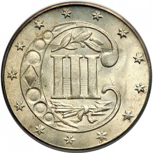 3 cent Reverse Image minted in UNITED STATES in 1861 (Type III)  - The Coin Database