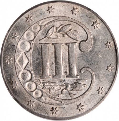 3 cent Reverse Image minted in UNITED STATES in 1862 (Type III)  - The Coin Database