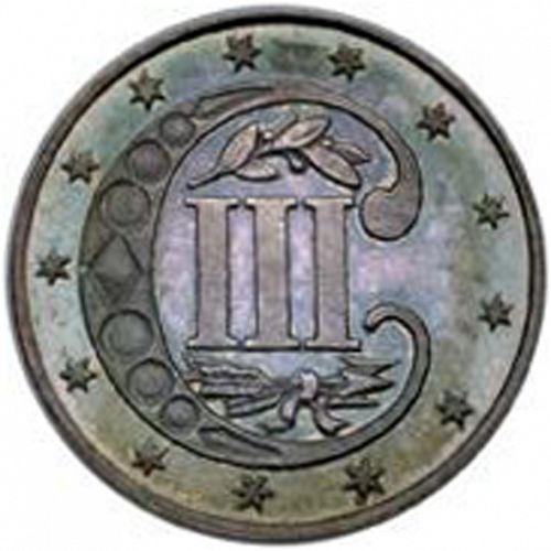 3 cent Reverse Image minted in UNITED STATES in 1865 (Type III)  - The Coin Database