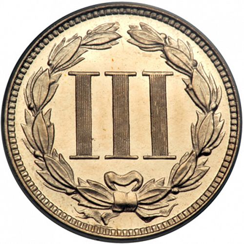 3 cent Reverse Image minted in UNITED STATES in 1865   - The Coin Database