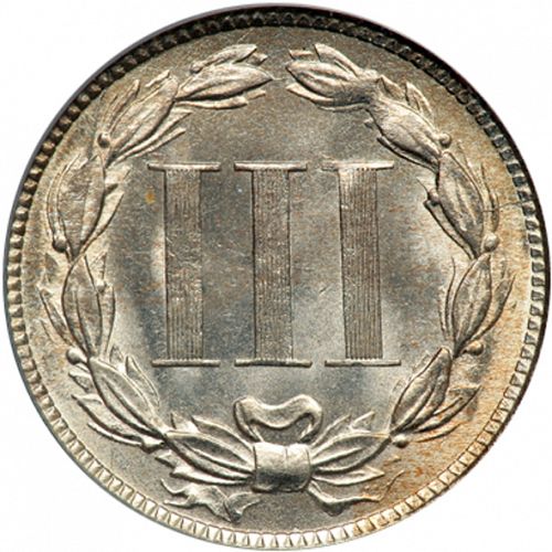 3 cent Reverse Image minted in UNITED STATES in 1867   - The Coin Database