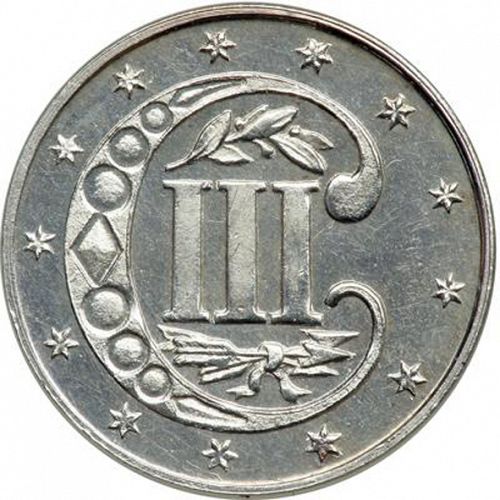 3 cent Reverse Image minted in UNITED STATES in 1868 (Type III)  - The Coin Database