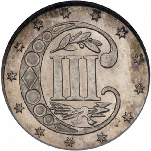 3 cent Reverse Image minted in UNITED STATES in 1870 (Type III)  - The Coin Database