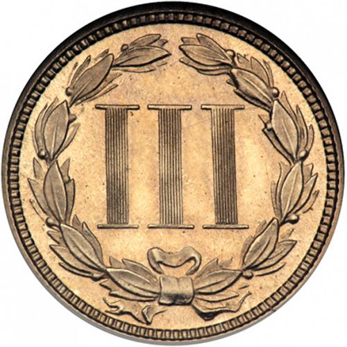 3 cent Reverse Image minted in UNITED STATES in 1870   - The Coin Database