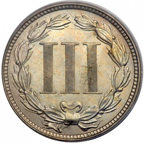 3 cent Reverse Image minted in UNITED STATES in 1871   - The Coin Database