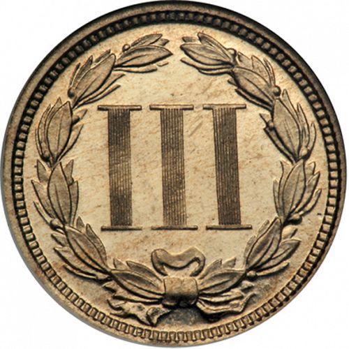 3 cent Reverse Image minted in UNITED STATES in 1872   - The Coin Database