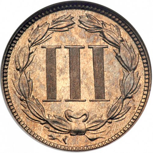 3 cent Reverse Image minted in UNITED STATES in 1880   - The Coin Database
