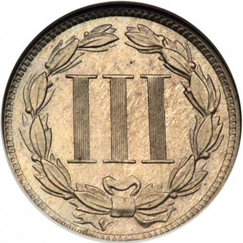 3 cent Reverse Image minted in UNITED STATES in 1887   - The Coin Database