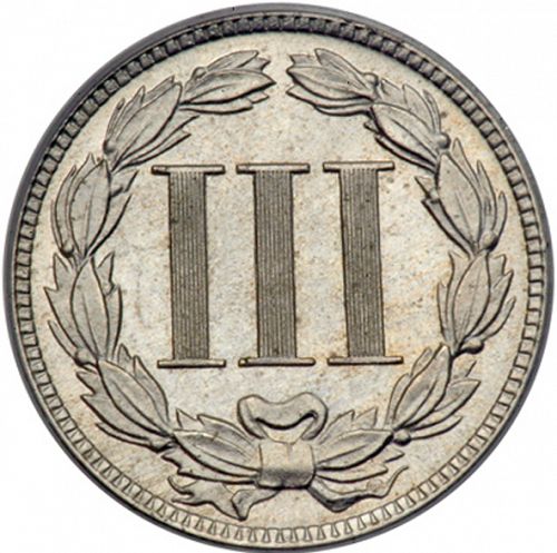 3 cent Reverse Image minted in UNITED STATES in 1889   - The Coin Database