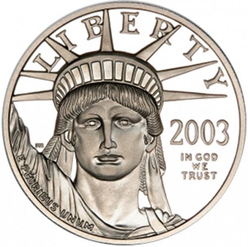 Bullion Obverse Image minted in UNITED STATES in 2003W (American Eagle -  Platinum 50$ ( Bald Eagle flying on Rocky Mountais ))  - The Coin Database