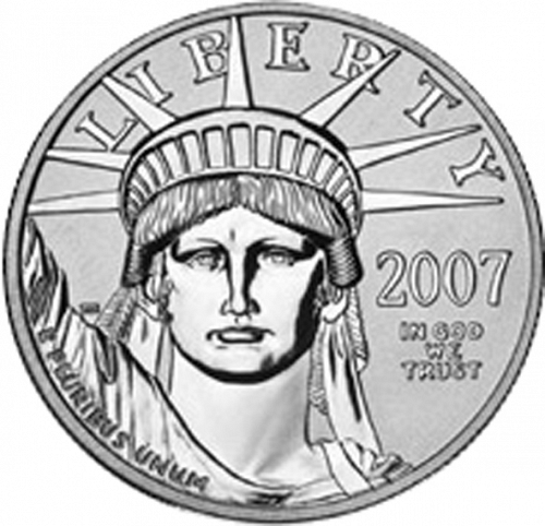 Bullion Obverse Image minted in UNITED STATES in 2007W (American Eagle -  Platinum 50 $ ( Executive Branch ))  - The Coin Database