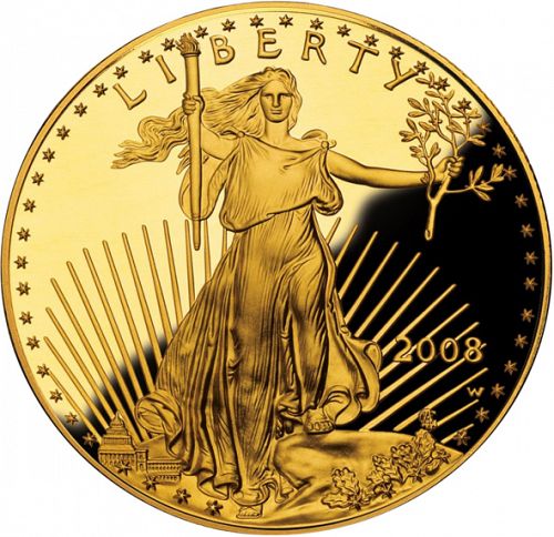 Bullion Obverse Image minted in UNITED STATES in 2008W (American Eagle -  Gold 50 $)  - The Coin Database