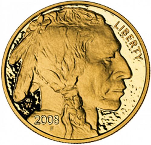 Bullion Obverse Image minted in UNITED STATES in 2008W (Gold Buffalo -  Gold 50 $)  - The Coin Database