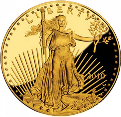 Bullion Obverse Image minted in UNITED STATES in 2010W (American Eagle -  Gold 50 $)  - The Coin Database