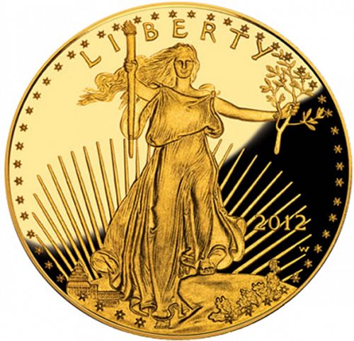 Bullion Obverse Image minted in UNITED STATES in 2012W (American Eagle -  Gold 50 $)  - The Coin Database