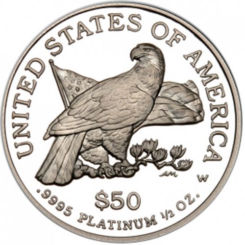 Bullion Reverse Image minted in UNITED STATES in 2003W (American Eagle -  Platinum 50$ ( Bald Eagle flying on Rocky Mountais ))  - The Coin Database