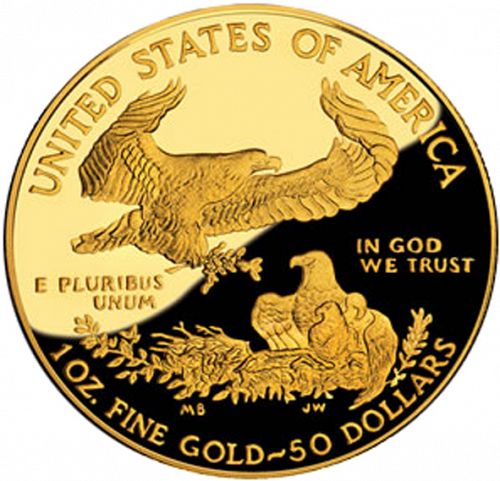 Bullion Reverse Image minted in UNITED STATES in 2008W (American Eagle -  Gold 50 $)  - The Coin Database