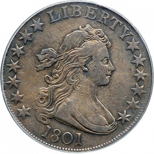 50 cent Obverse Image minted in UNITED STATES in 1801 (Draped Bust - Heraldic eagle reverse)  - The Coin Database