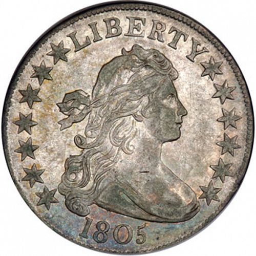 50 cent Obverse Image minted in UNITED STATES in 1805 (Draped Bust - Heraldic eagle reverse)  - The Coin Database