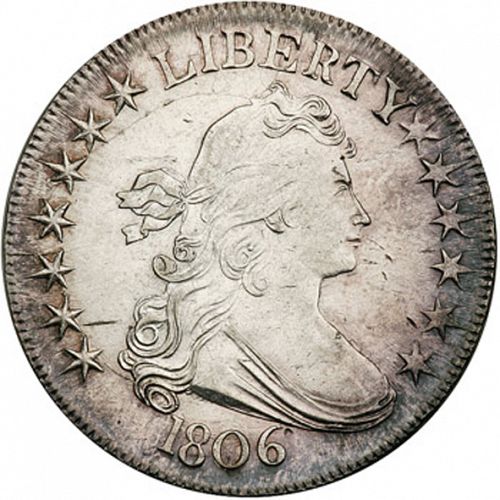 50 cent Obverse Image minted in UNITED STATES in 1806 (Draped Bust - Heraldic eagle reverse)  - The Coin Database