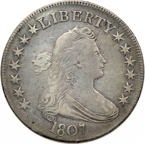 50 cent Obverse Image minted in UNITED STATES in 1807 (Draped Bust - Heraldic eagle reverse)  - The Coin Database