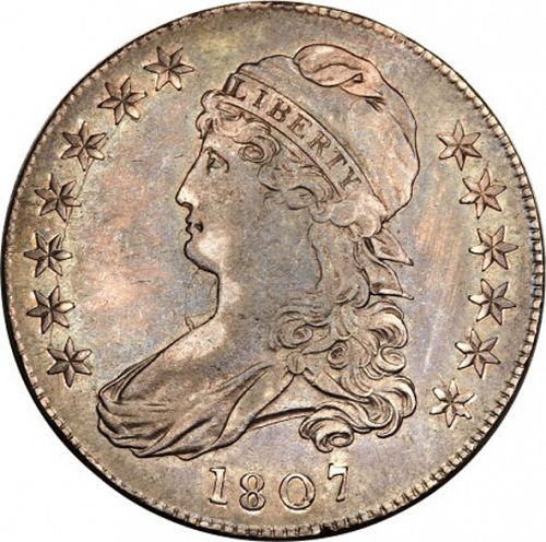 50 cent Obverse Image minted in UNITED STATES in 1807 (Liberty Cap)  - The Coin Database
