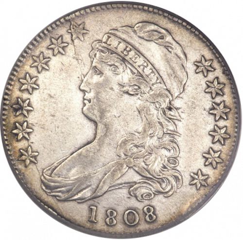 50 cent Obverse Image minted in UNITED STATES in 1808 (Liberty Cap)  - The Coin Database