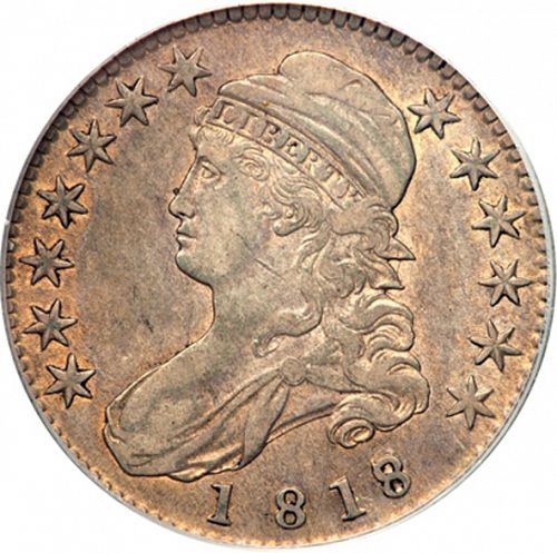 50 cent Obverse Image minted in UNITED STATES in 1818 (Liberty Cap)  - The Coin Database