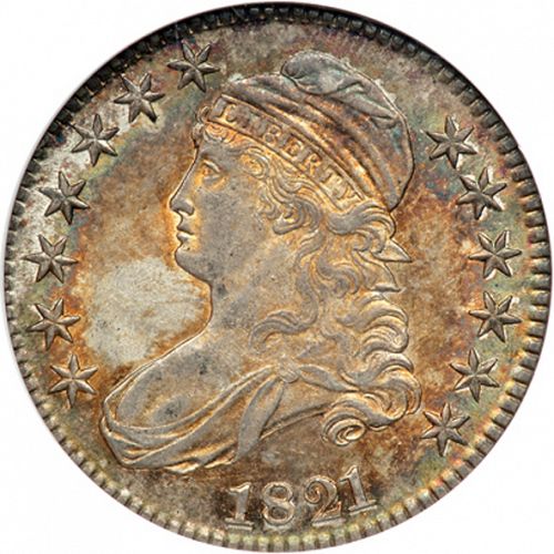 50 cent Obverse Image minted in UNITED STATES in 1821 (Liberty Cap)  - The Coin Database