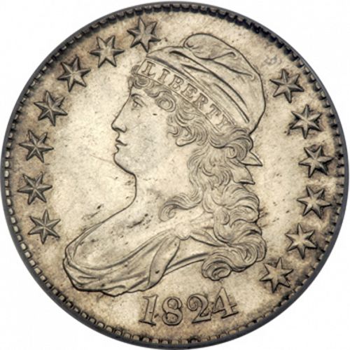 50 cent Obverse Image minted in UNITED STATES in 1824 (Liberty Cap)  - The Coin Database