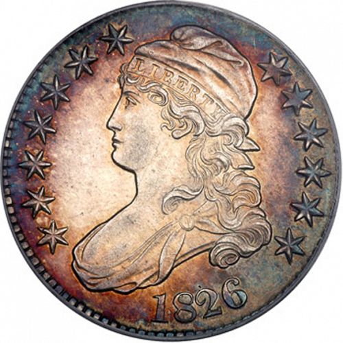 50 cent Obverse Image minted in UNITED STATES in 1826 (Liberty Cap)  - The Coin Database