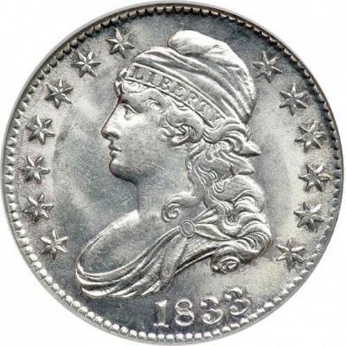 50 cent Obverse Image minted in UNITED STATES in 1833 (Liberty Cap)  - The Coin Database