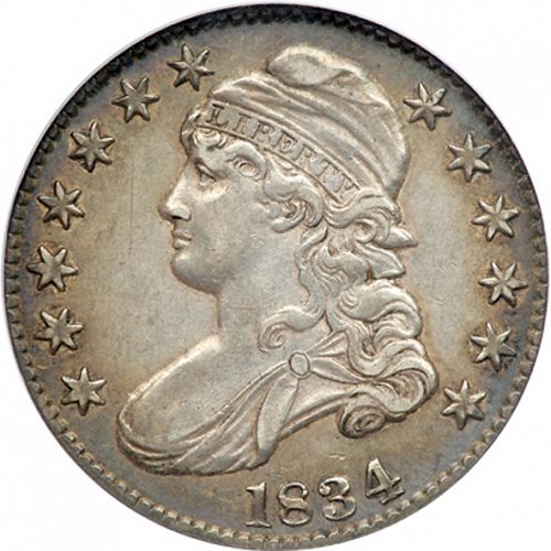 50 cent Obverse Image minted in UNITED STATES in 1834 (Liberty Cap)  - The Coin Database