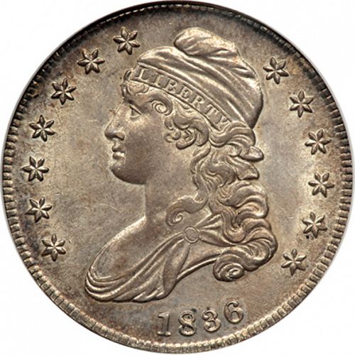 50 cent Obverse Image minted in UNITED STATES in 1836 (Liberty Cap)  - The Coin Database