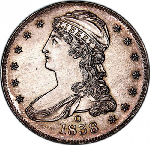 50 cent Obverse Image minted in UNITED STATES in 1838O (Liberty Cap - 