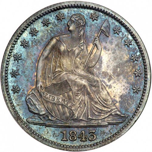 50 cent Obverse Image minted in UNITED STATES in 1843 (Seated Liberty)  - The Coin Database