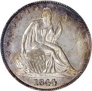 50 cent Obverse Image minted in UNITED STATES in 1844 (Seated Liberty)  - The Coin Database