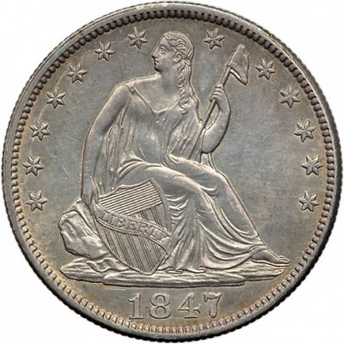 50 cent Obverse Image minted in UNITED STATES in 1847 (Seated Liberty)  - The Coin Database
