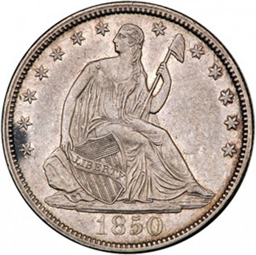 50 cent Obverse Image minted in UNITED STATES in 1850 (Seated Liberty)  - The Coin Database