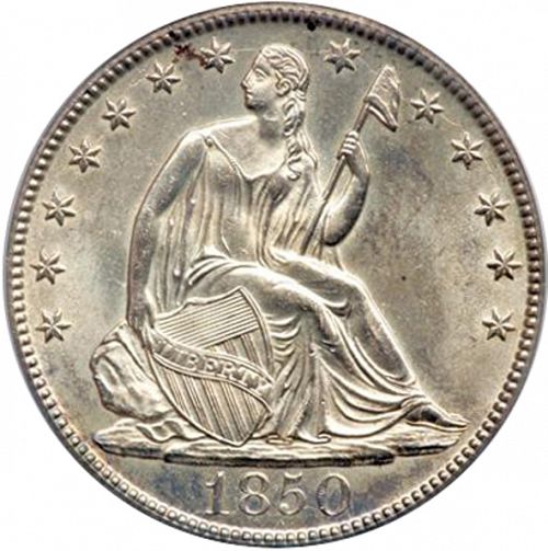 50 cent Obverse Image minted in UNITED STATES in 1850O (Seated Liberty)  - The Coin Database