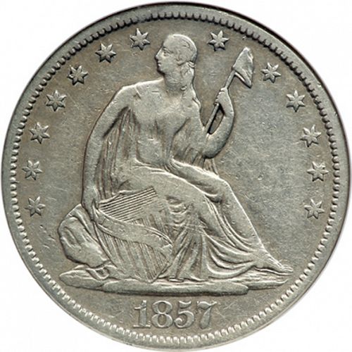 50 cent Obverse Image minted in UNITED STATES in 1857S (Seated Liberty - Arrows at date removed)  - The Coin Database
