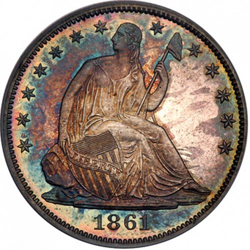 50 cent Obverse Image minted in UNITED STATES in 1861 (Seated Liberty - Arrows at date removed)  - The Coin Database