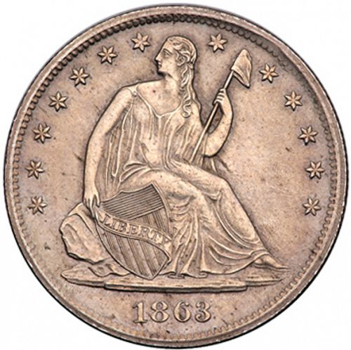 50 cent Obverse Image minted in UNITED STATES in 1863S (Seated Liberty - Arrows at date removed)  - The Coin Database