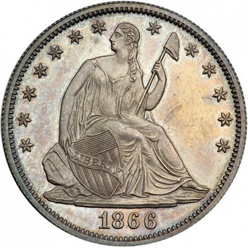 50 cent Obverse Image minted in UNITED STATES in 1866 (Seated Liberty - Arrows at date removed)  - The Coin Database