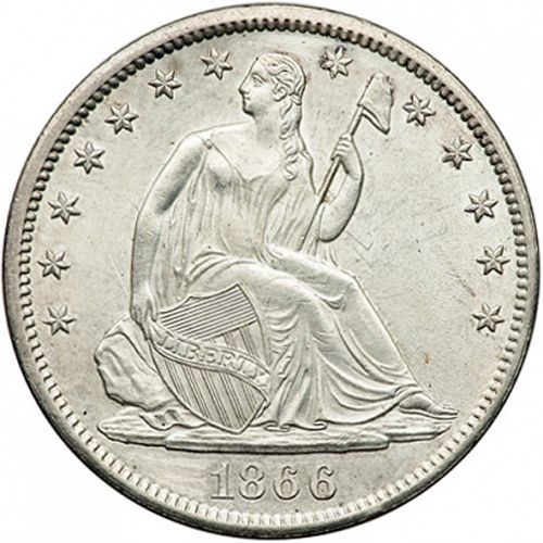 50 cent Obverse Image minted in UNITED STATES in 1866S (Seated Liberty - Arrows at date removed)  - The Coin Database